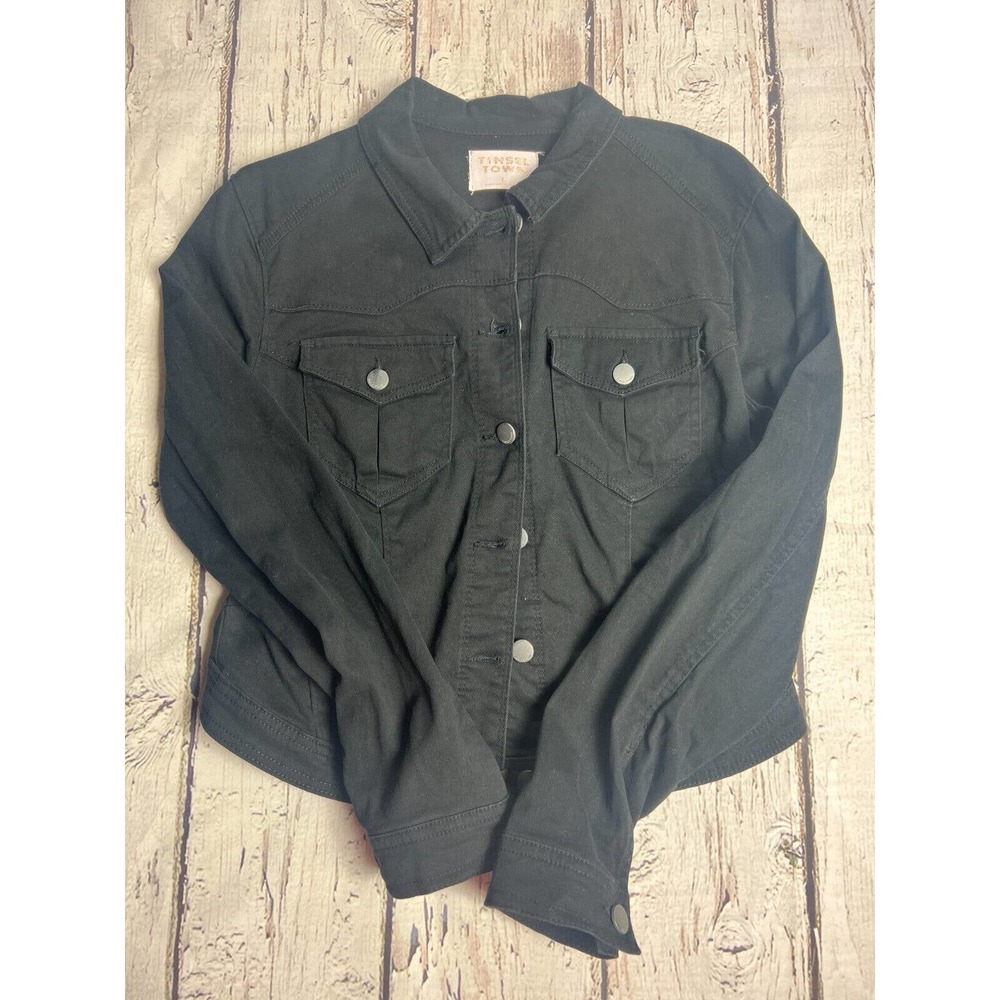 Tinsel Town Jean Black Long Sleeve Shirt sz L